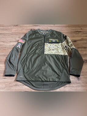 Nike Onfield NikeShield Green Bay Packers Salute to Service 1/2 Zip Jacket Sz L